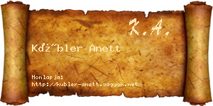 Kübler Anett névjegykártya