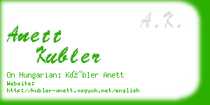 anett kubler business card